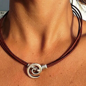 Swirl Vintage Statement Pendant Choker Necklace, Bohemian, Boho, Tribal
